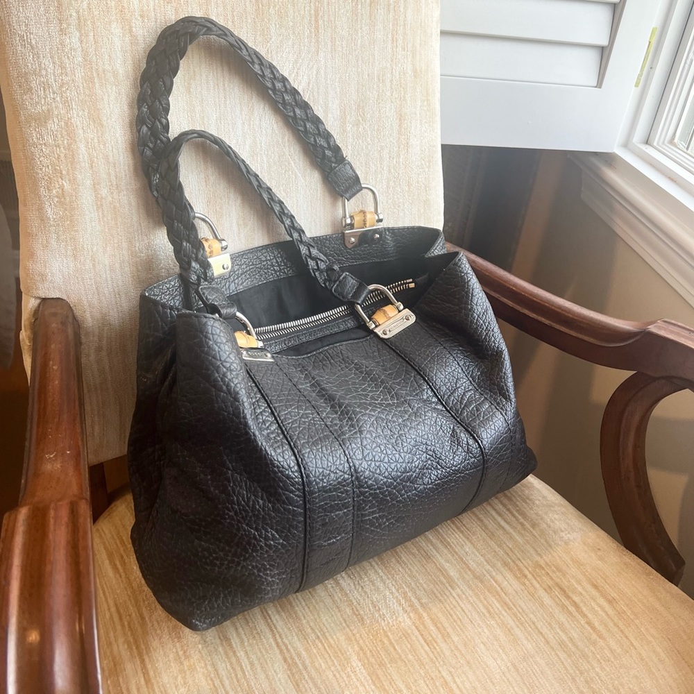 GUCCI | Bamboo Libeccio Tote Bag | Black | Grained Leather | Authentic